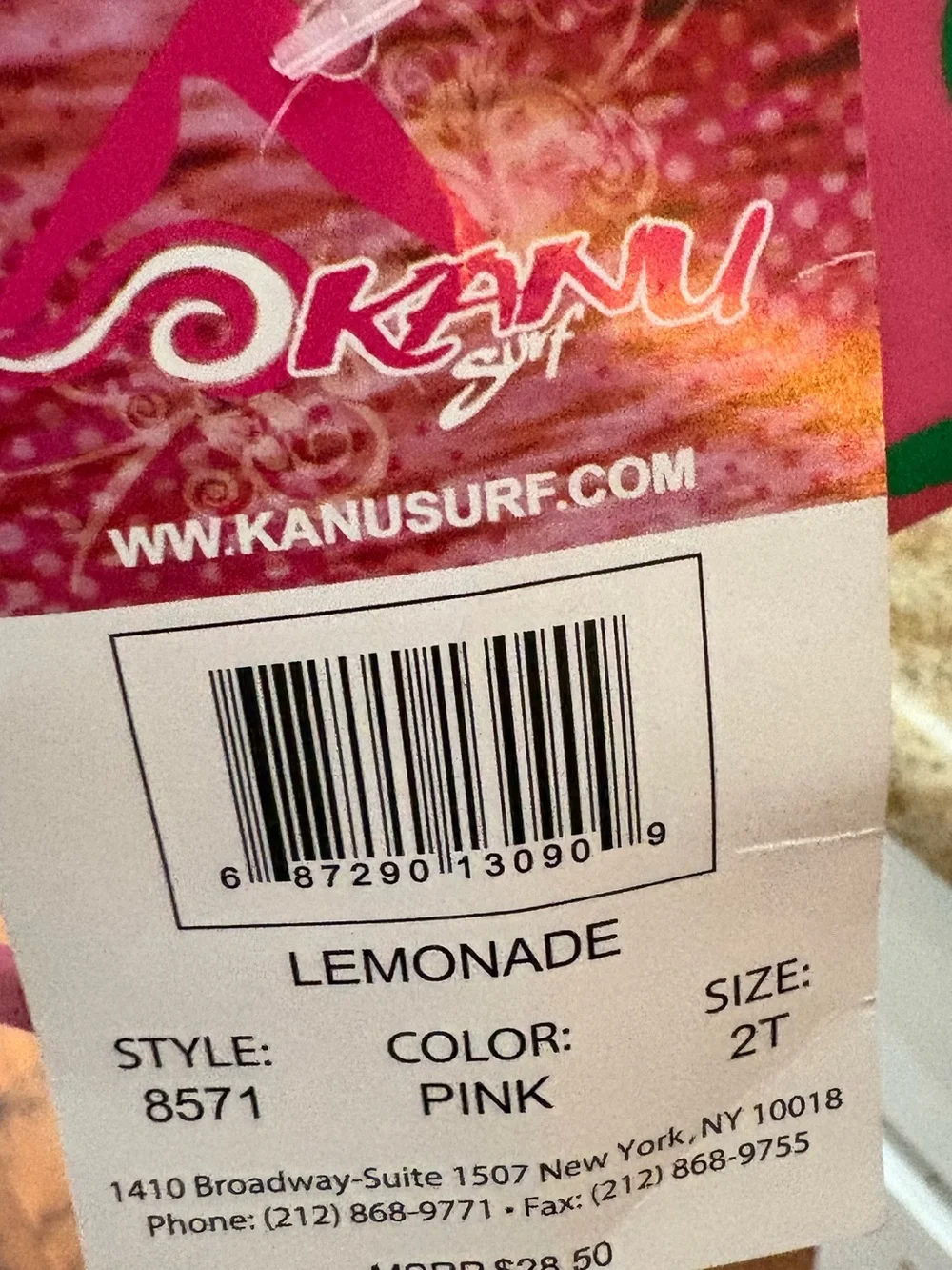 Kanu Surf Pink Lemon Print Girls Two-Piece Swim Set, Size 2T NEW